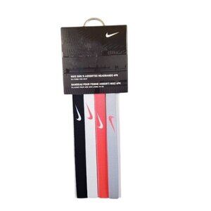 Nike Girls Assorted Headbands 4 Pack Silicone Grip Black White Coral